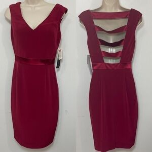 NWT Aidan mattox cutout back cocktail dress size 2 sheath v neck